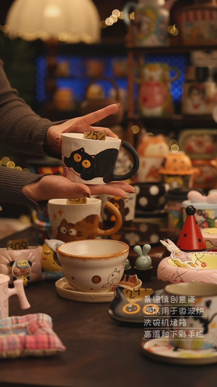 陶瓷景德镇可爱陶瓷釉下彩绘设计师款