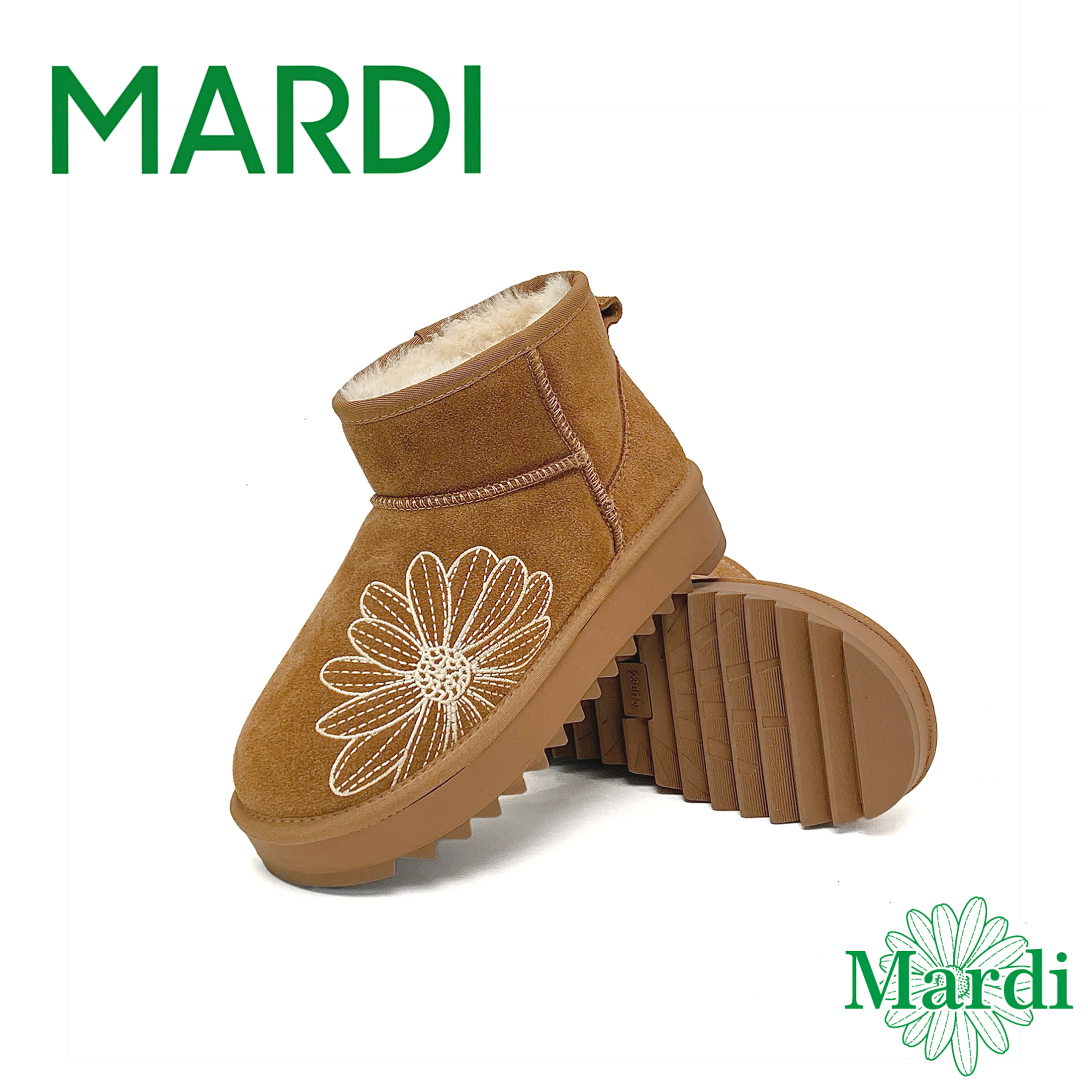 MARDI/玛尔帝冬季短筒加厚保暖软底防滑雪地靴棉鞋女（底高4.5cm）