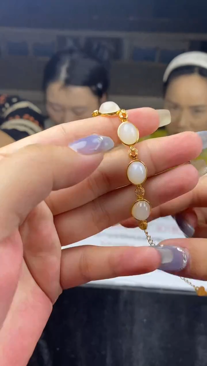 手链银S925镶嵌和田玉手链-S1781