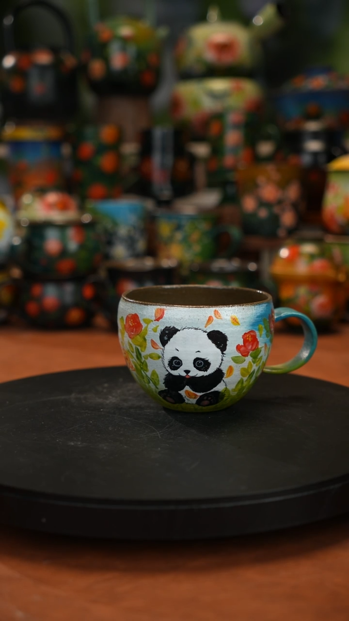 紫砂油画手绘釉下彩