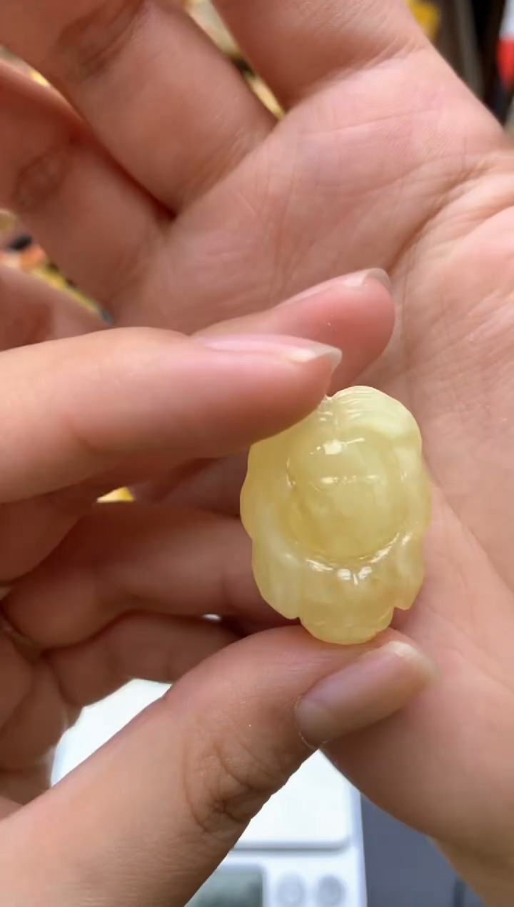 【闪购商品】未镶嵌琥珀珠宝奇石129琥珀蜜蜡花粉有纹小坑介意勿拍