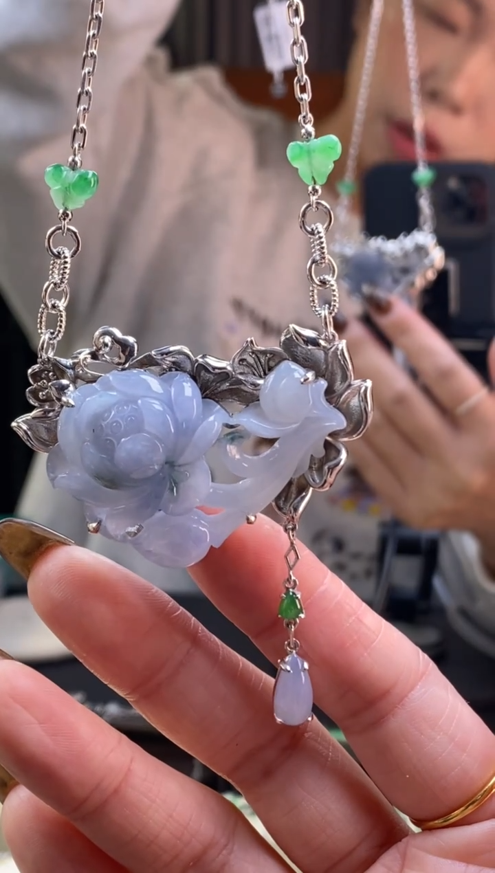 颈饰银S925镶嵌翡翠19354