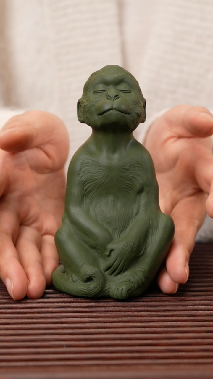 【闪购商品】紫砂茶宠绿泥老猴