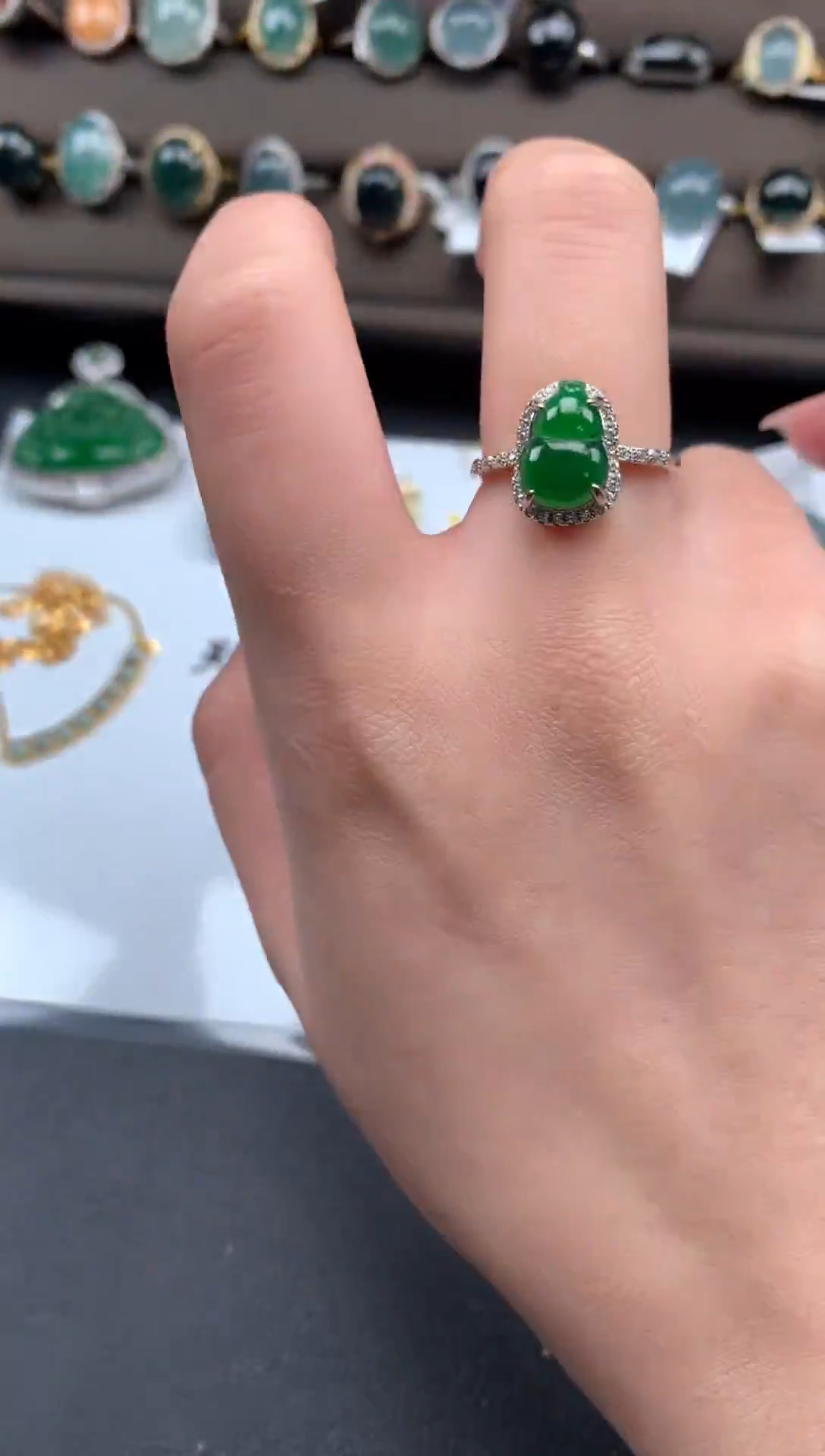 【闪购商品】翡翠戒指银S925镶嵌52141