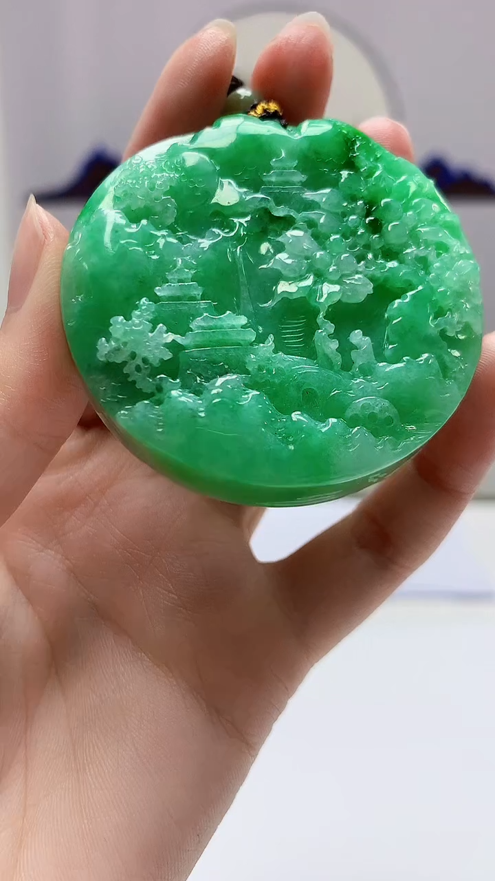 【闪购商品】定制翡翠未镶嵌4902zm-毛货挂件山水281