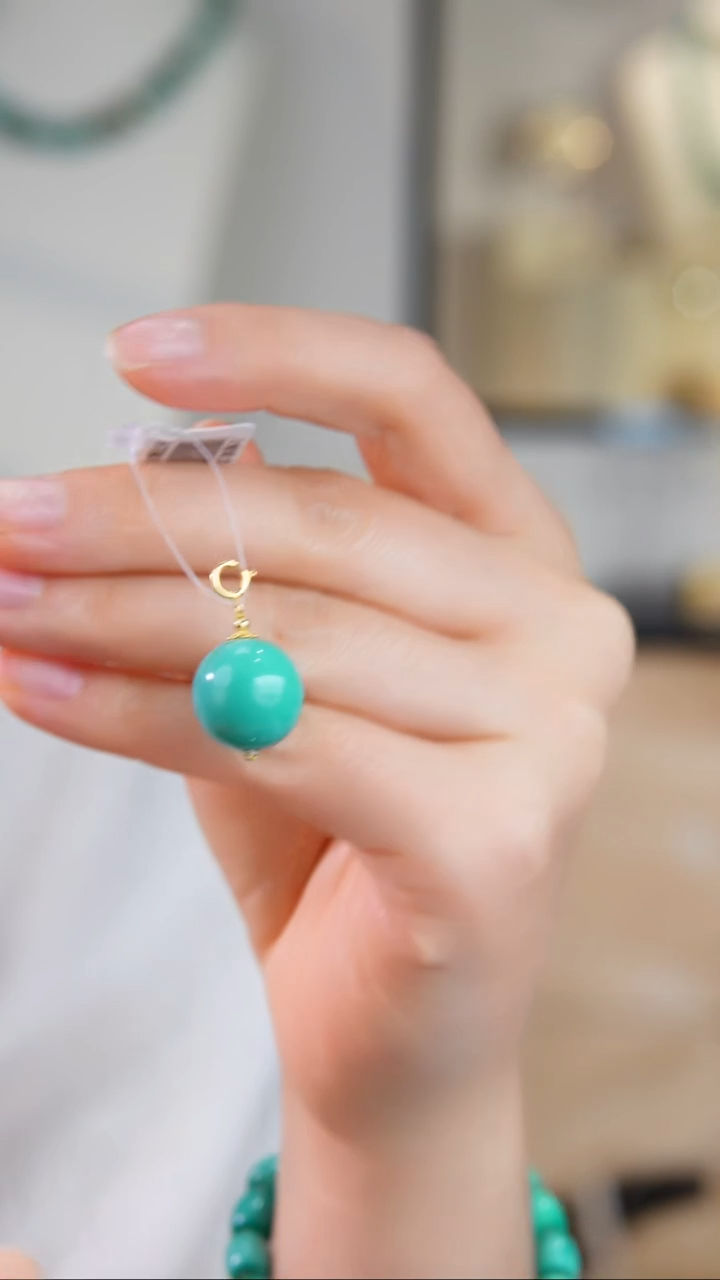 18K金镶嵌绿松石吊坠(不含链)1