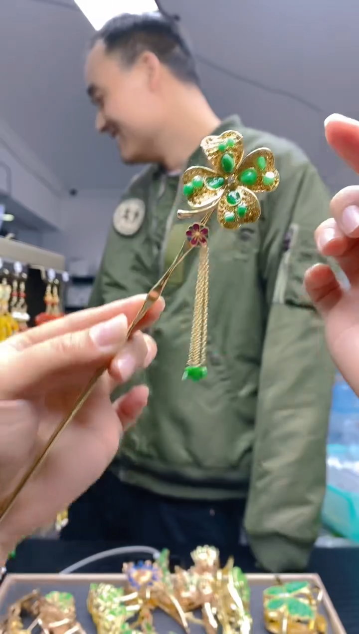 【闪购商品】翡翠耳饰合金0346翡翠发簪