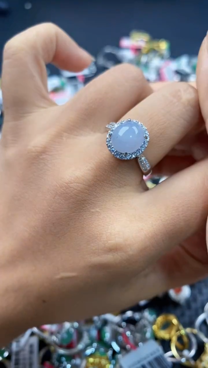 银S925镶嵌戒指翡翠222---5