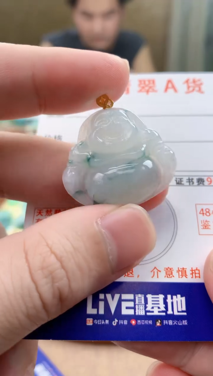 颈饰18K金镶嵌翡翠天然A货翡翠挂件