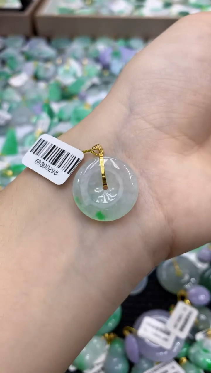 颈饰18K金镶嵌翡翠天然缅甸翡翠A货