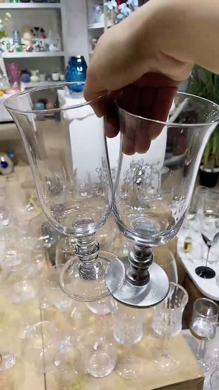 【闪购商品】水晶玻璃2支矮脚不同款中古杯