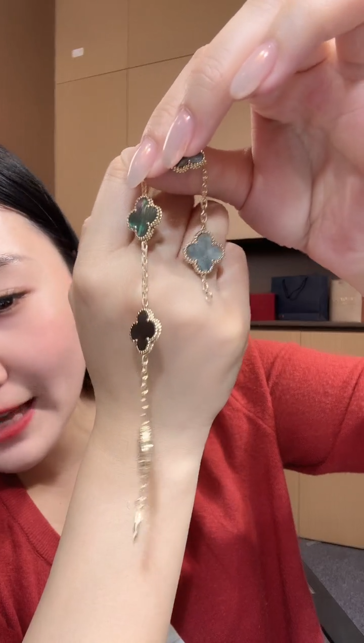 【闪购商品】贝壳（贝母）手链18K金镶嵌灰色k黄，五花手链GHJ 