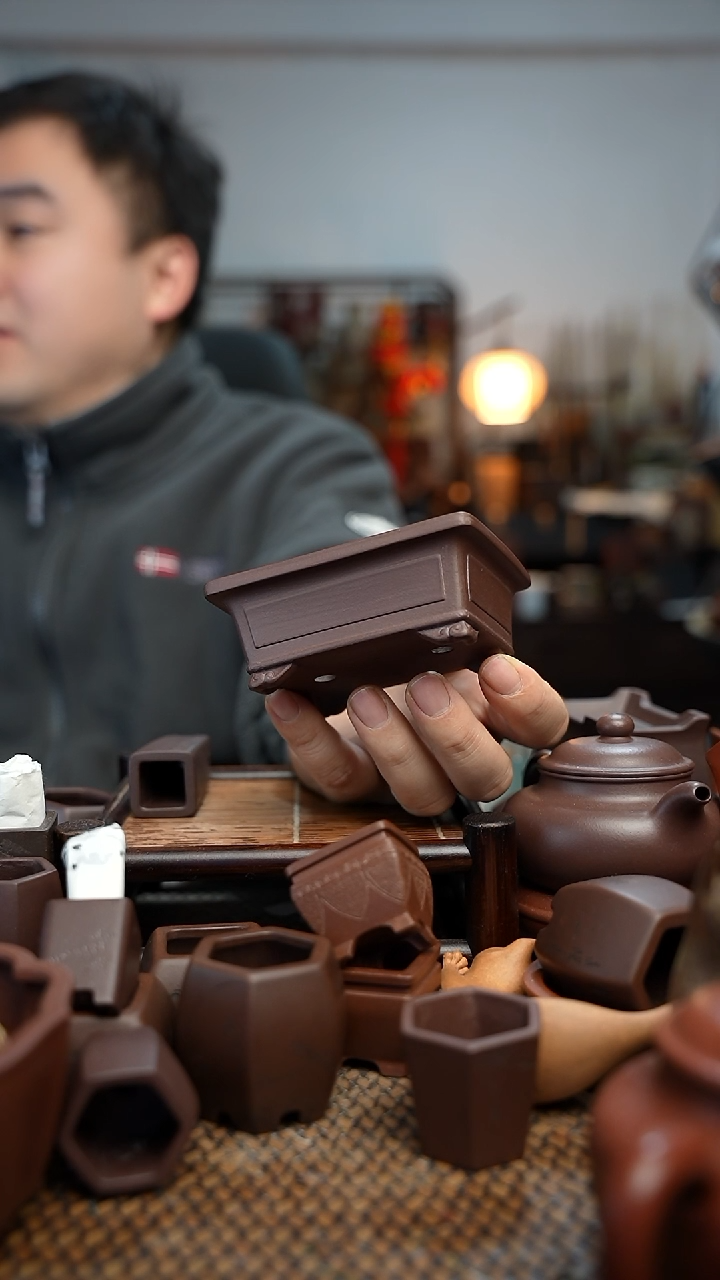 紫砂花盆長木軒精品紫砂9.8*7.8*4