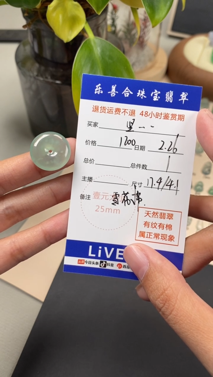 【闪购商品】翡翠颈饰未镶嵌翡翠冰晴平安扣
