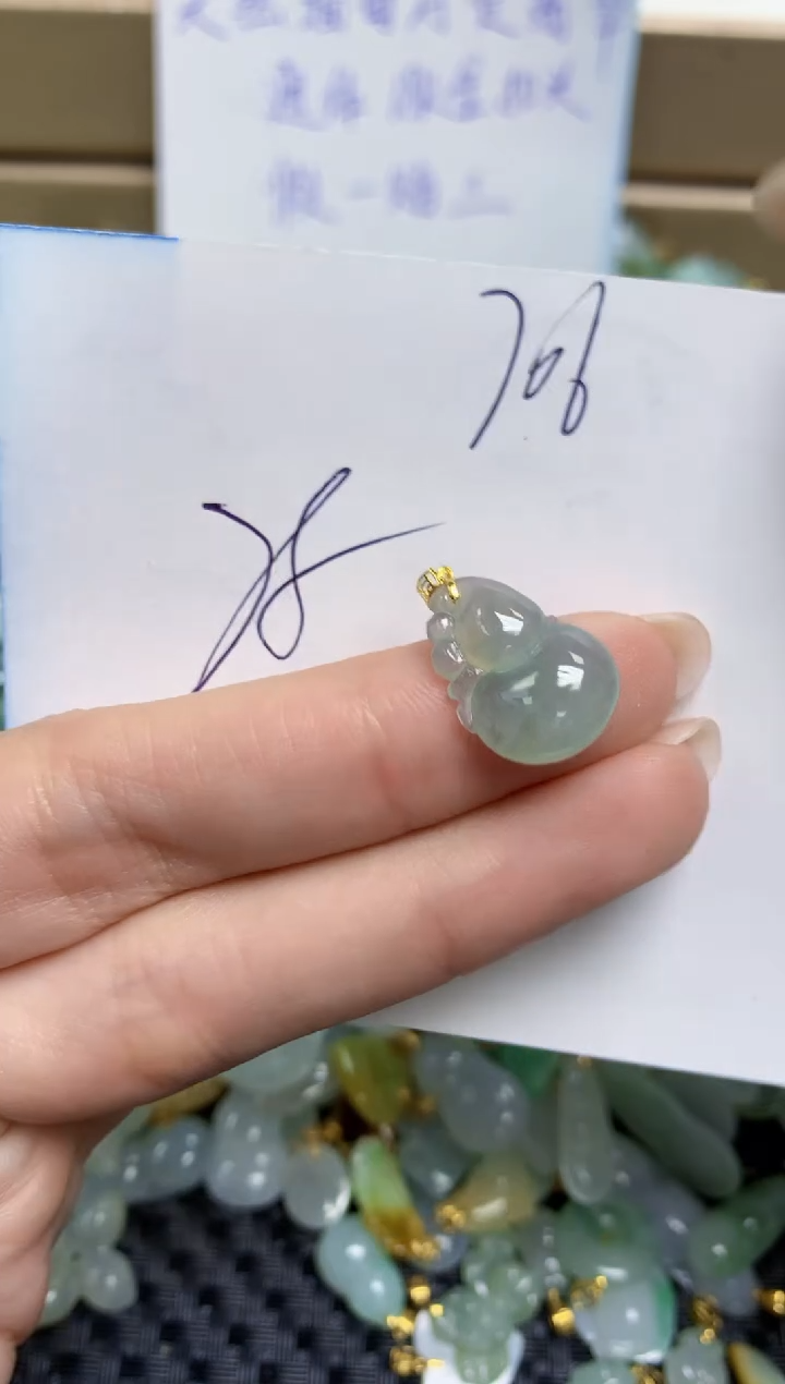 【闪购商品】翡翠颈饰18K金镶嵌天然缅甸A货翡翠