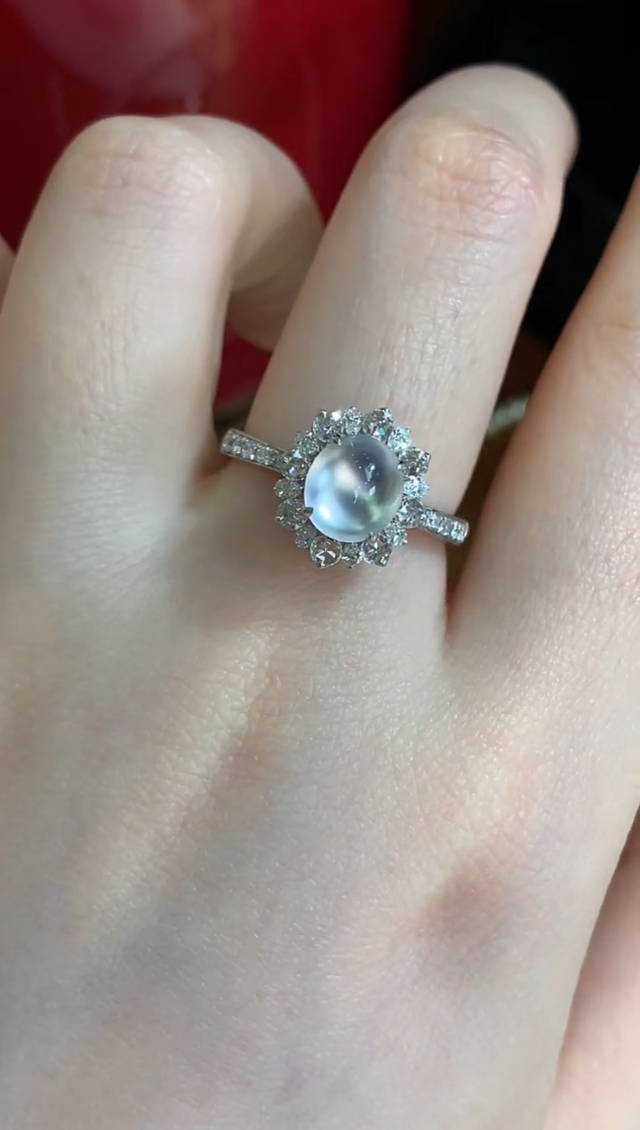 【闪购商品】翡翠18K金镶嵌戒指蛋面戒指