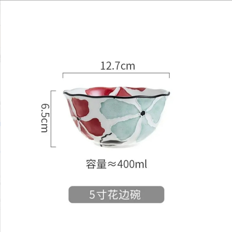 繁花逐梦系列高温种下彩浮雕凸种陶瓷米饭碗