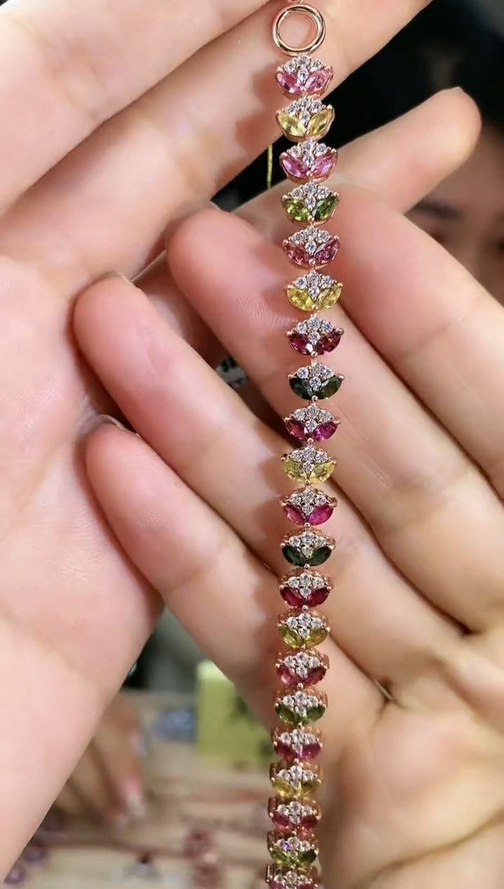 【闪购商品】碧玺手链银S925镶嵌手链