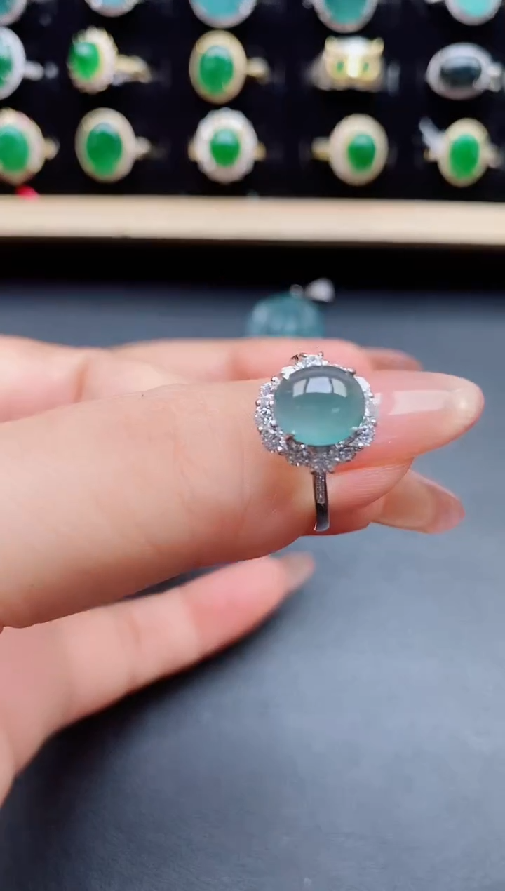 翡翠戒指银S925镶嵌321321