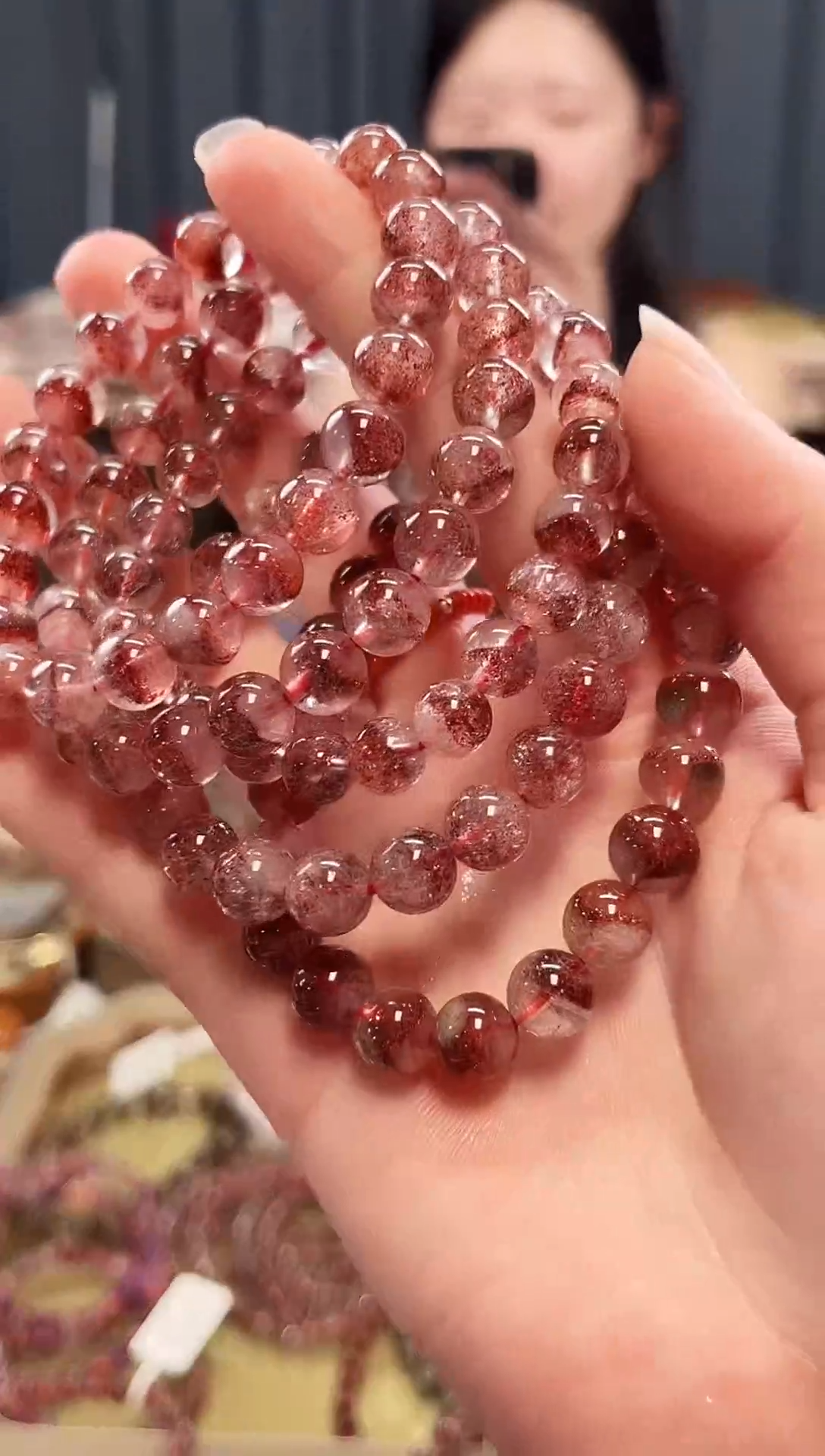 未镶嵌手串水晶金草莓超七单圈手串6mm【多样性发一】