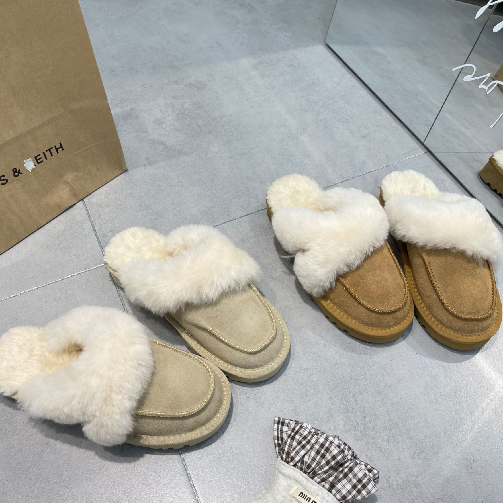 秋冬新款牛皮羊毛雪地靴毛茸款包头半拖一脚蹬毛拖鞋懒人鞋毛毛鞋