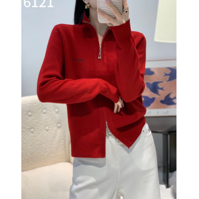 加绒加厚！倪妍裳【6121】时尚一体绒针织开衫