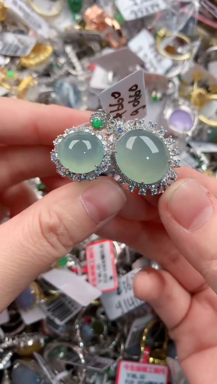银S925镶嵌戒指翡翠222----6