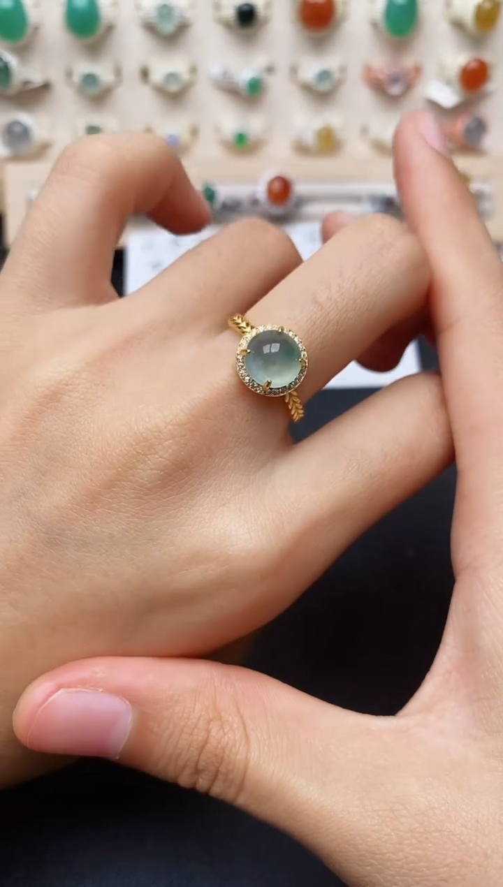 【闪购商品】翡翠戒指银S925镶嵌缅甸翡翠