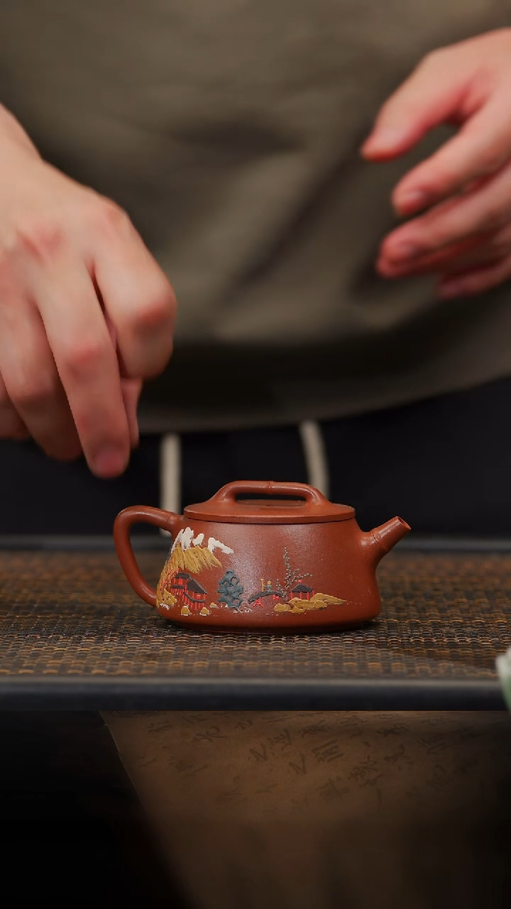 【闪购商品】紫砂茶壶38空山造器LNF  泥绘瓦瓢