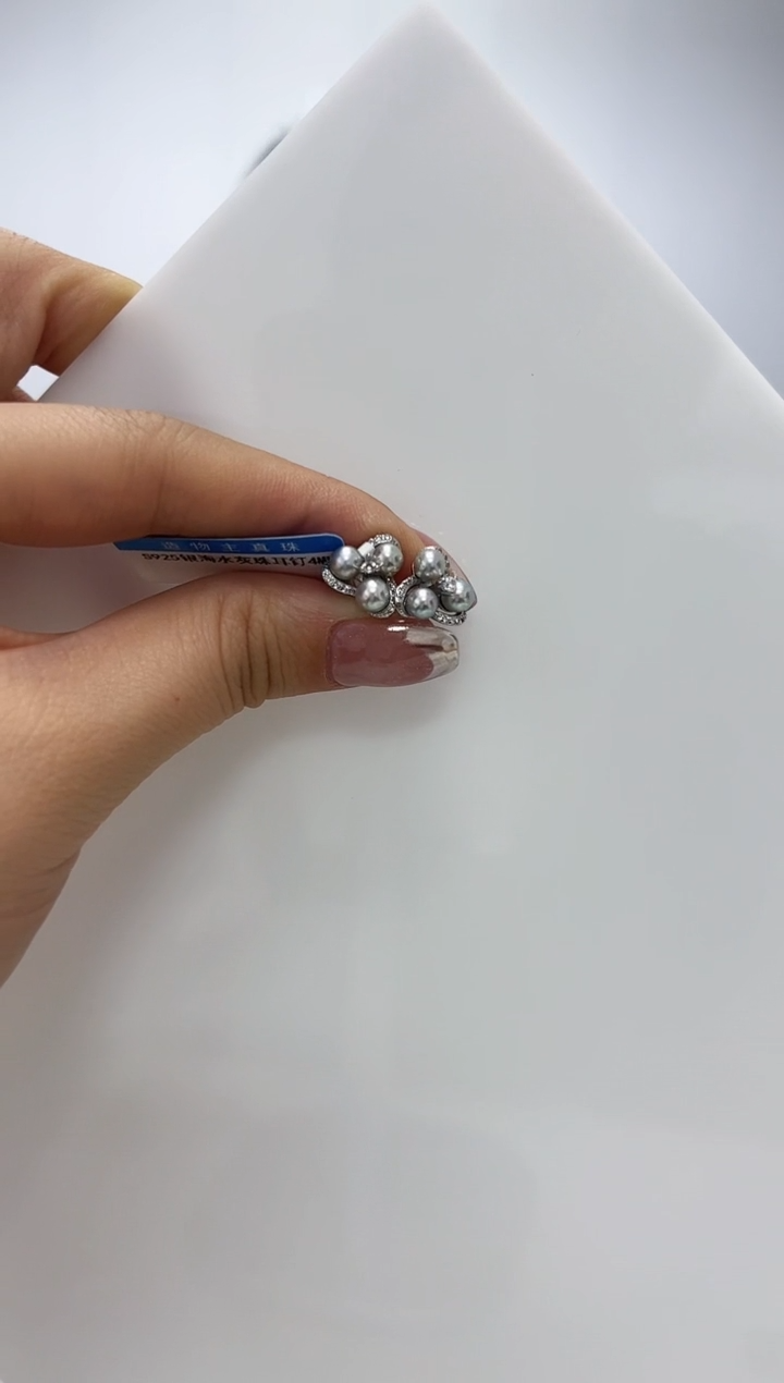 【闪购商品】海水珍珠DA银S925镶嵌c1184 灰珠耳饰 4-5