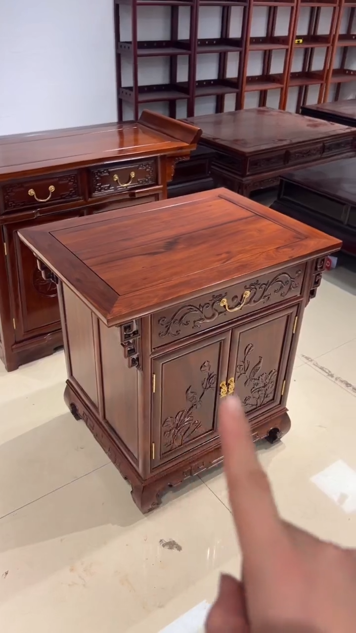 红酸枝木类端景台尚****料福利款非洲酸枝一抽2门柜