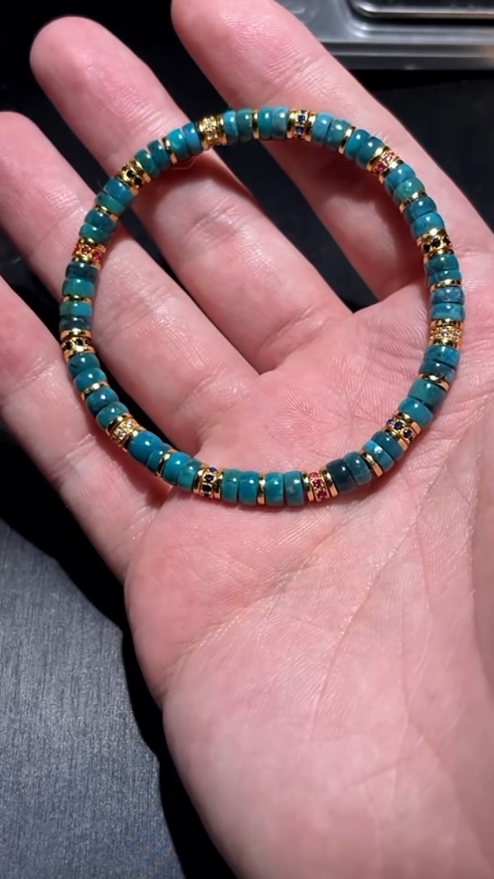 绿松石未镶嵌单圈手串B250808-99