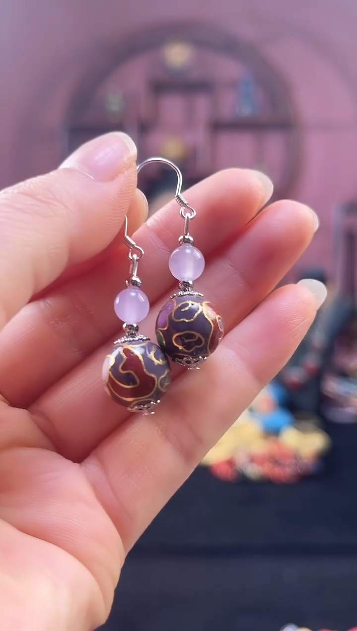 非遗 景泰蓝耳饰 1.2 紫色