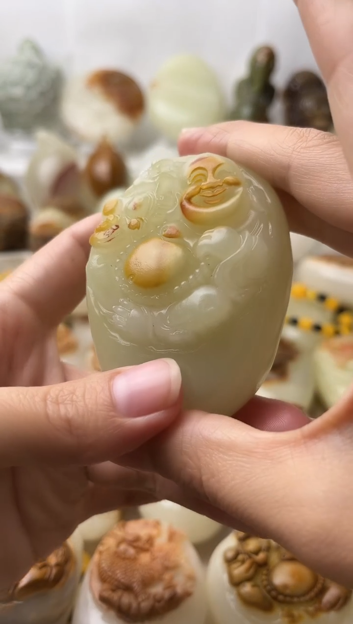 石材古青石棉纹正常不退换弥勒佛