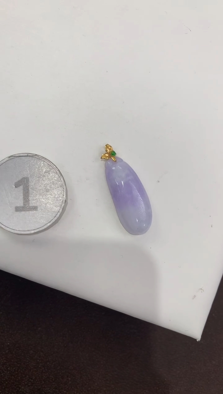 颈饰18K金镶嵌翡翠天然缅甸A货翡翠