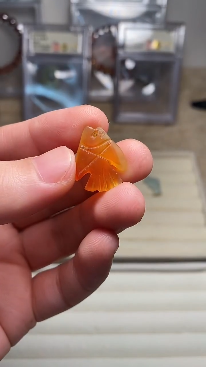 未镶嵌玛瑙/玉髓珠宝奇石福利 红玉髓 小鱼 20.9x17.3