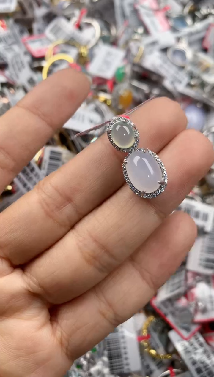 银S925镶嵌戒指翡翠10     6