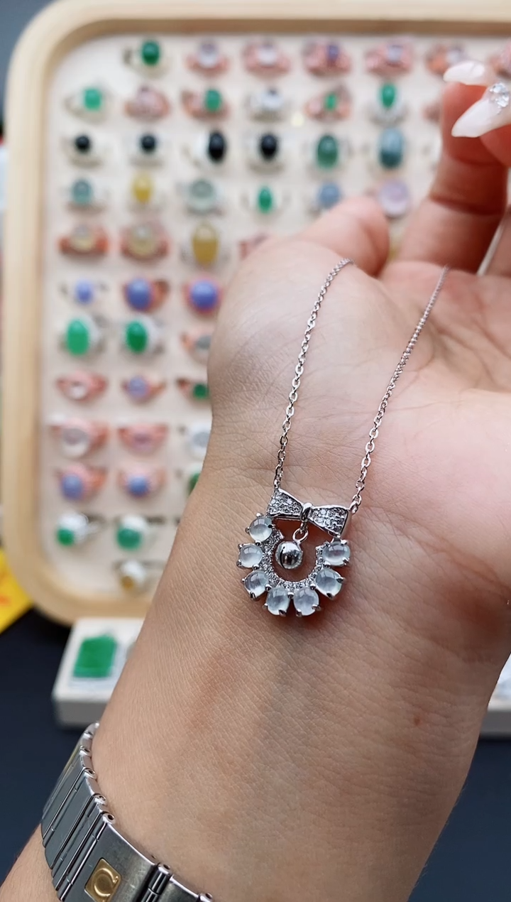 【闪购商品】翡翠戒指银S925镶嵌缅甸天然A货翡翠111  10+1