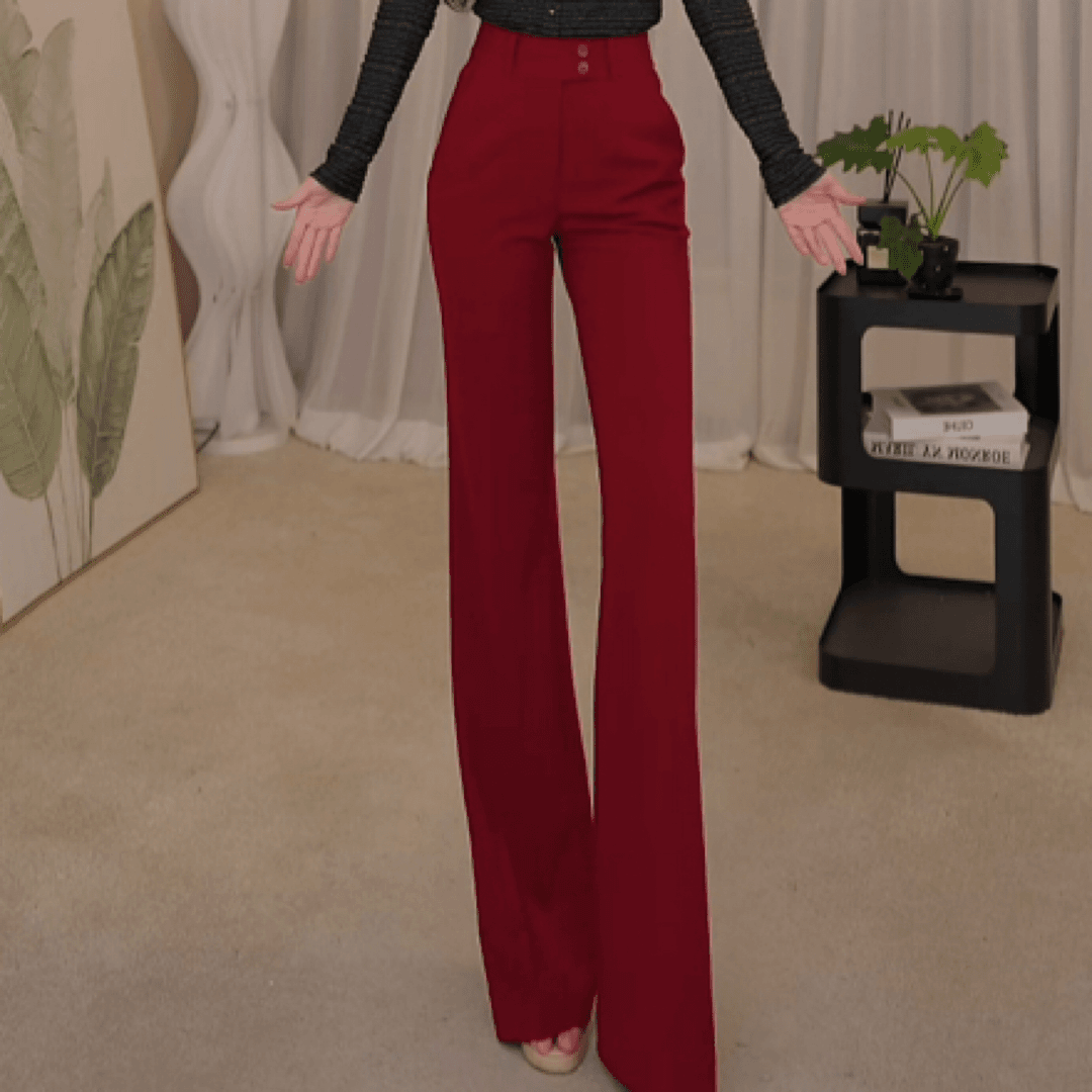 AMASS/阿玛施新款高腰显瘦阔腿直筒裤垂感微高腰垂坠微喇西装裤