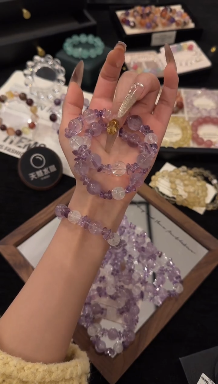 未镶嵌手链水晶紫水晶x3476