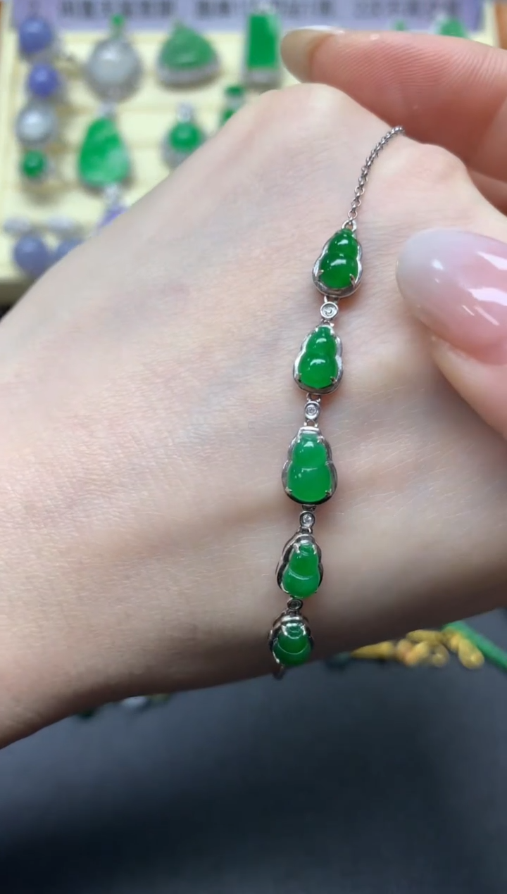 【闪购商品】翡翠手链18K金镶嵌手链|3600+360