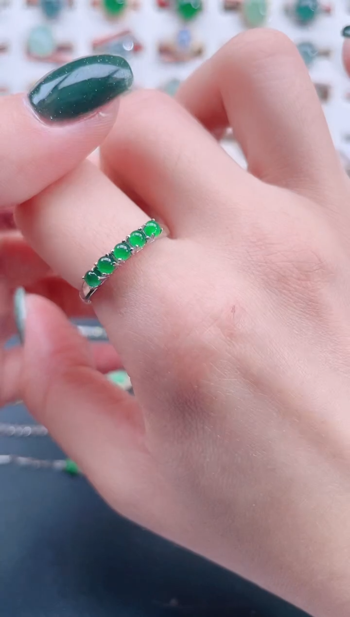 银S925镶嵌戒指翡翠天然翡翠