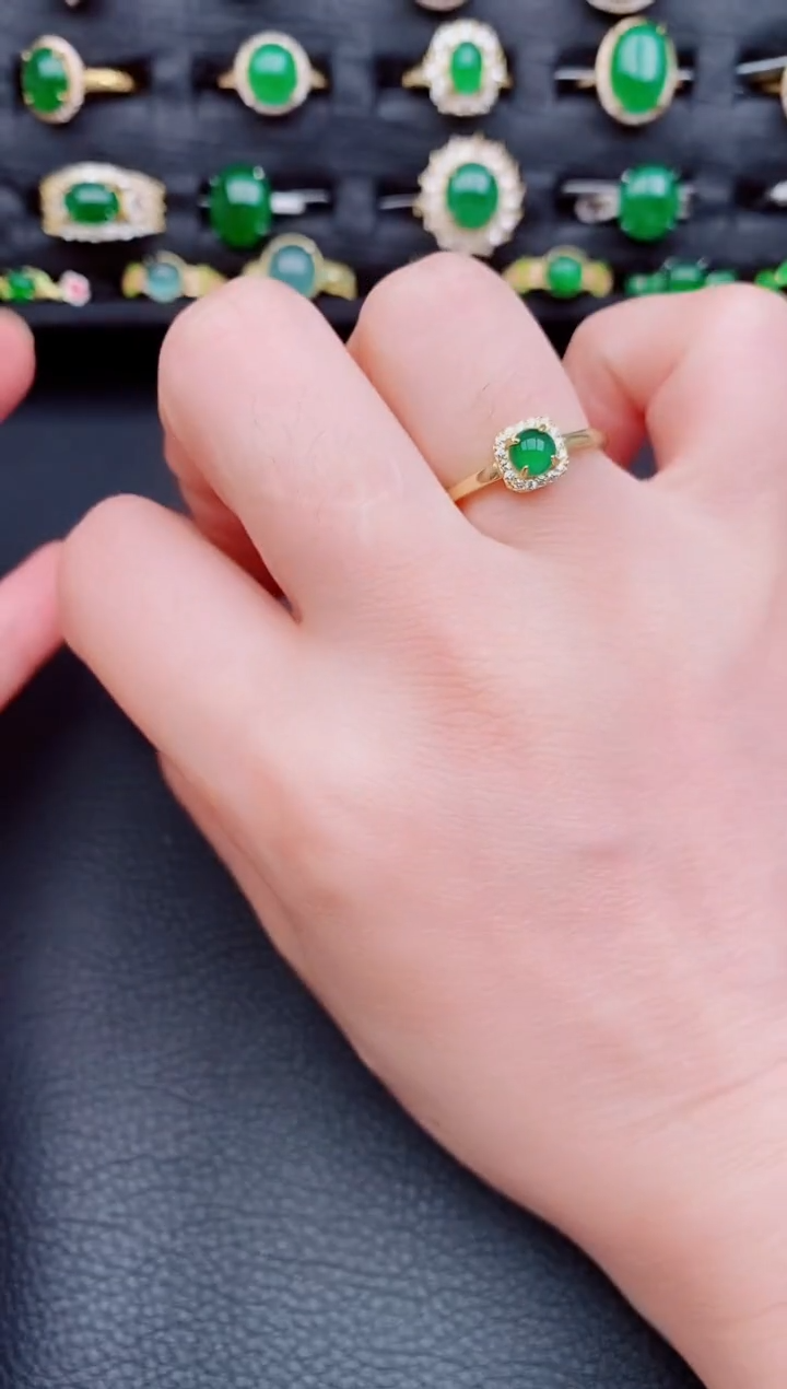 【闪购商品】翡翠戒指银S925镶嵌天然A货翡翠5