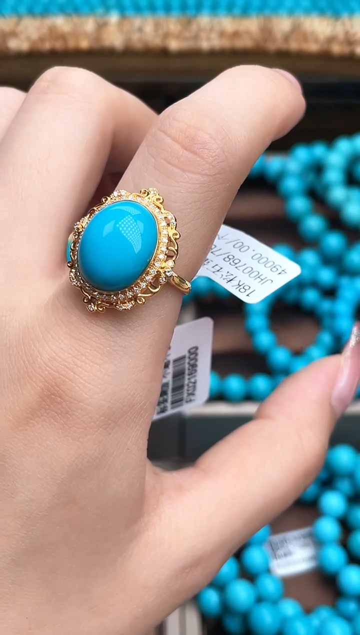 【闪购商品】绿松石珠宝奇石18K金镶嵌A035