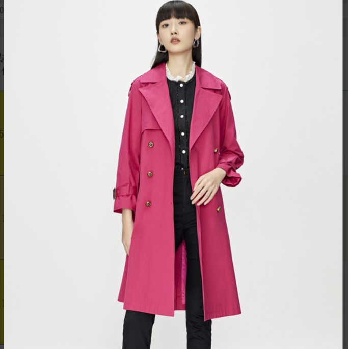 商场同款新品纯色气质廓形风衣外套N111A31033