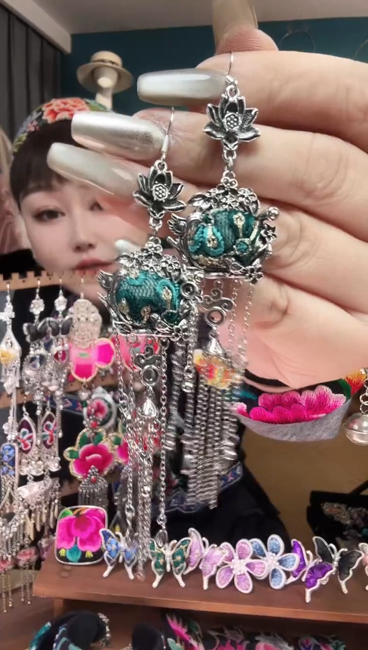 刺绣纯手工民族风刺绣耳环