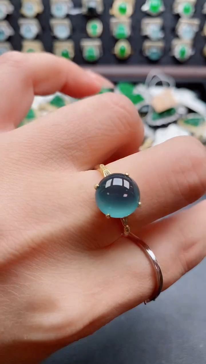 银S925镶嵌戒指翡翠1