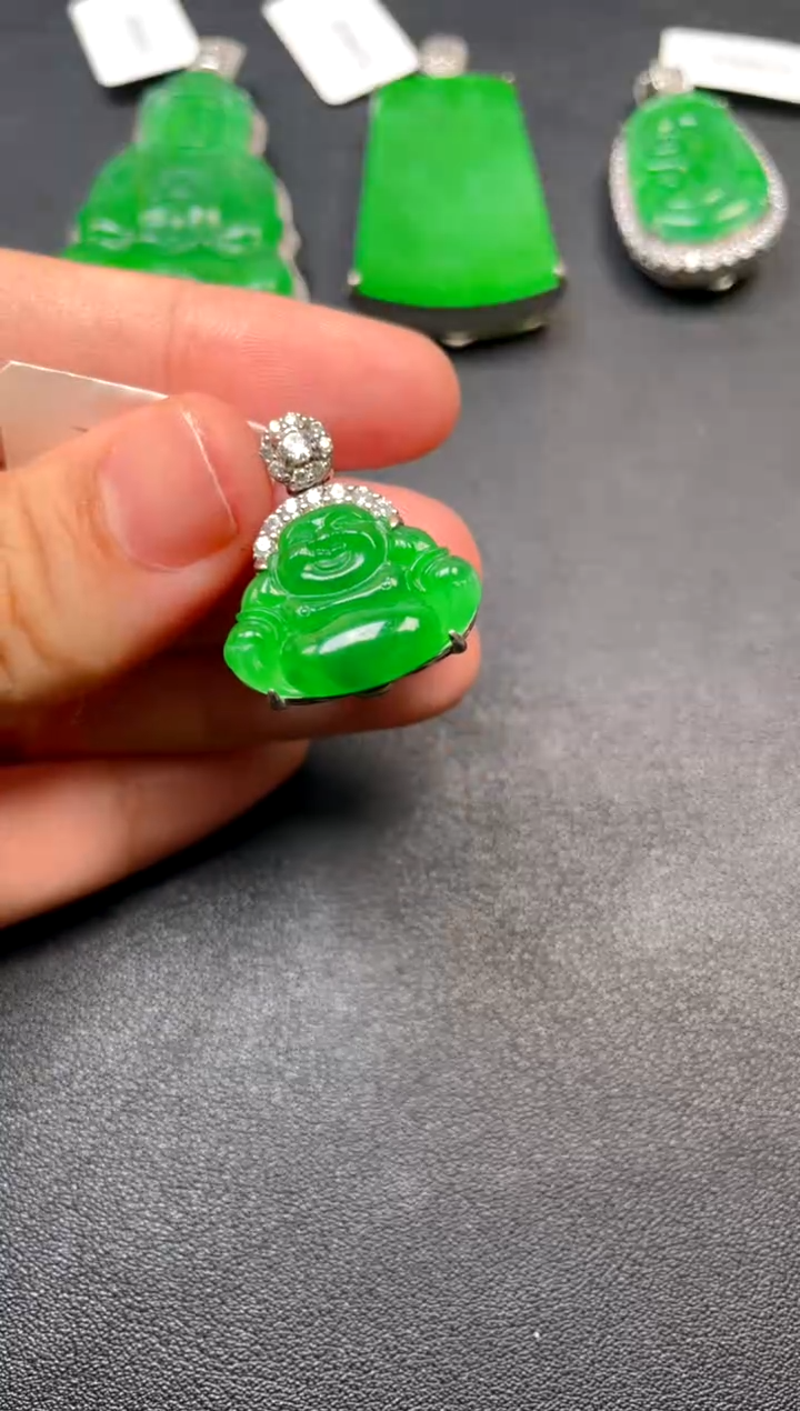 吊坠(不含链)银S925镶嵌翡翠吊坠