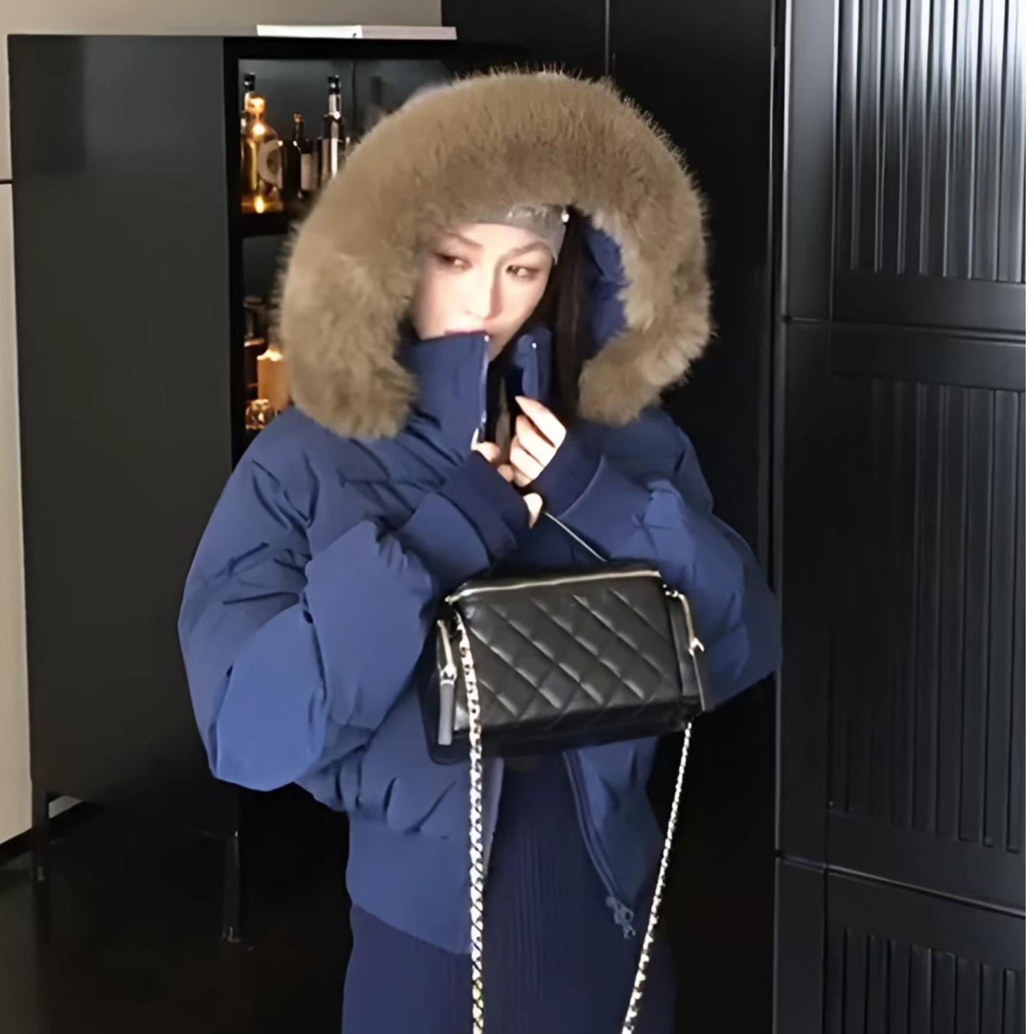 帽子毛领可拆卸！千金风拉链美式复古潮流短款棉服新款连帽女冬季