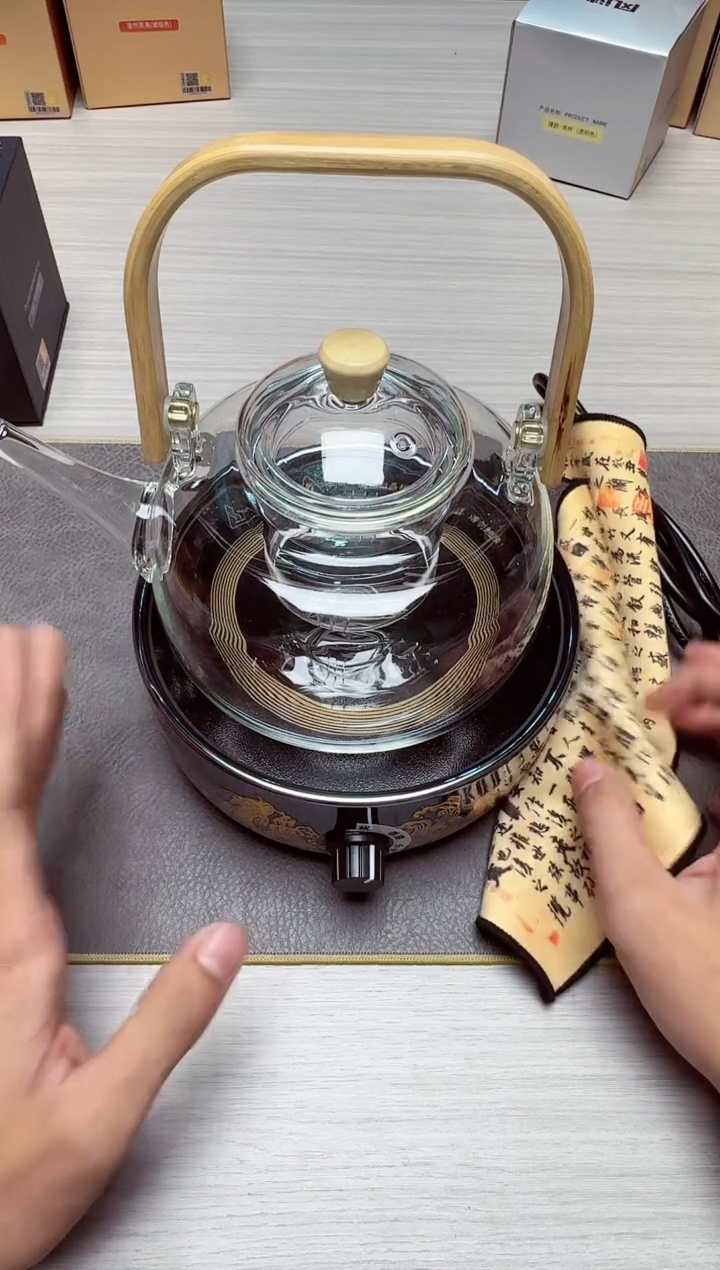 【闪购商品】特价电陶炉+提梁煮茶壶+诗文茶巾